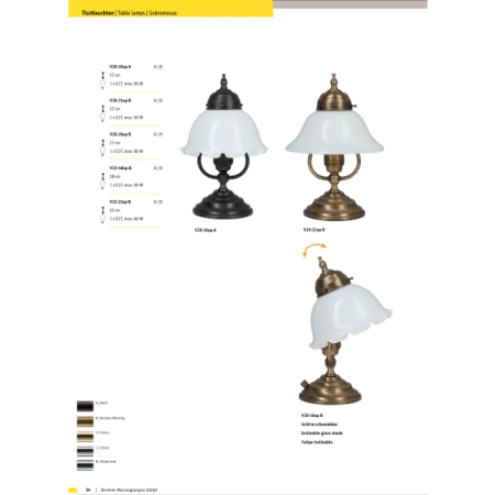 Настольная лампа Berliner Messinglampen V20-16opB